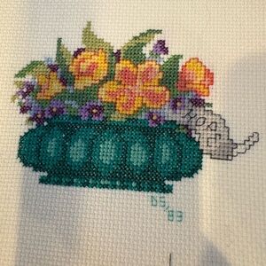 Flower arrangement finished Crosstitch embroidery hope artisan handmade